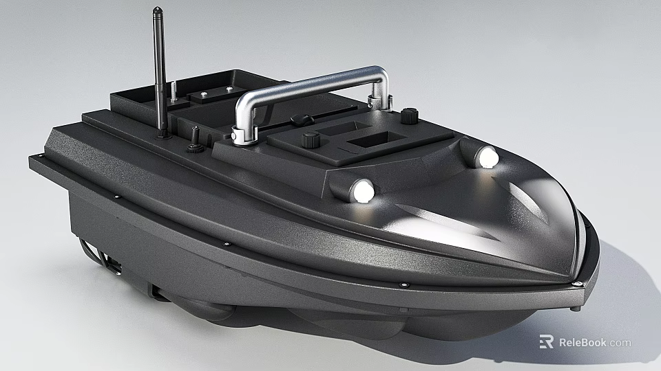 Black Modern Water Vehicle With Streamlined Design Metal Grab Bar Front Lights And Antenna 3d model 