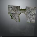 Ancient Stone Archway With Partial Moss Covered Broken Walls