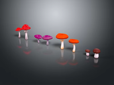 Colorful Assorted Fresh Vegetables Arranged in Row on Gray Background With Reflections 3d model