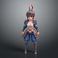 Child Wearing Silver Blue Striped Armor With Feathered Helmet And Boots