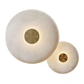 Modern Round Wall Lamp with Light Beige Body and Gold Center