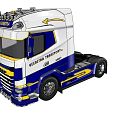 DAF Western Transport Co Truck With White Blue Yellow Livery Moving On Night Road