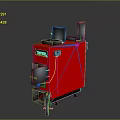 Red Industrial Equipment With Display Screen Control Panel And Side Components Base Stand