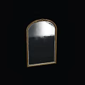 Elegant Decorative Arched Mirror With Gold Frame Against Black Background