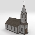 Detailed Wooden Church Model With Steeple Cross Gray Exterior Brown Roof Windows And Wooden Door