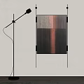 Modern Interior With Abstract Painting And Black Floor Lamp On White Wall