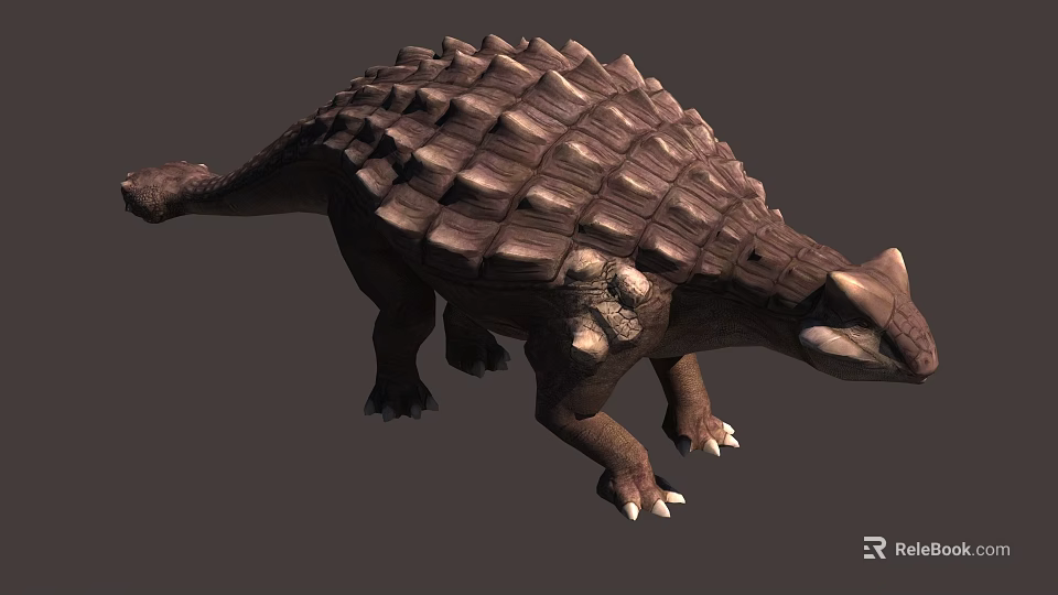 Armored Reptile With Bony Plates On Back Short Legs And Thick Tail Structure 3d model 