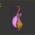 Magical Broom with Pink Bow Orange Handle and Yellow Bristles Purple Light Effects