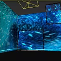 Exhibition Hall With Blue Ocean Projection And Large Interactive Screens For Viewing Experience 3d model