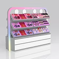 Pink And White Makeup Cosmetics Display Shelf With Multi Layer Design And Lighting Features 3d model