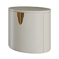 Modern Round Light Colored Bedside Table With Golden Middle Accent And Circular Top 3d model