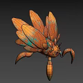 3D Rendered Orange Blue Spotted Insect Like Creature With Wings And Legs