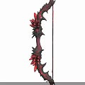 Red Fantasy Bow Weapon with Decorative Spikes and Ornate Design
