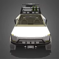 Futuristic White Off Road Car With Angular Body Design Roof Rack And Large Tires
