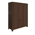 Dark Brown Wooden Wardrobe with Multiple Doors and Functional Storage Design