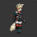 Anime Style Game Character With Cat Ears Blonde Hair And Red Black Outfit Holding Bow