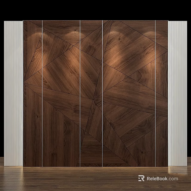 Modern Wooden Wall Hanging With Geometric Patchwork Design For Home Decor 3d model