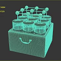 Laboratory Vial Storage Equipment With Red Wooden Box Glass Containers Red Lids And Golden Balls