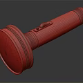 Vintage Flashlight with Red Leather Handle and Silver Metal Retro Design