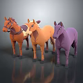 Vibrant Cartoon Horses 3D Models with Different Colors for Decorative Design Projects 3d model