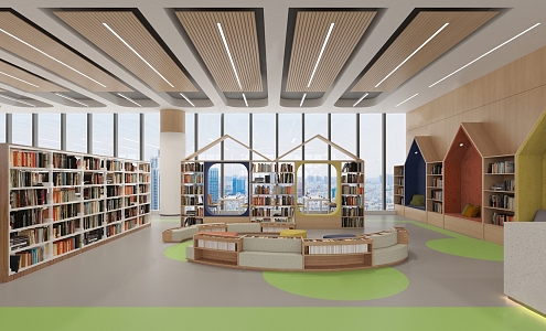 modern library 3d model