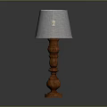 Traditional Wooden Floor Lamp With Carved Pole And White Fabric Lampshade