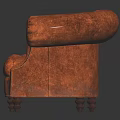 Vintage Brown Leather Chesterfield Sofa With Tufted Diamond Pattern And Curved Arms
