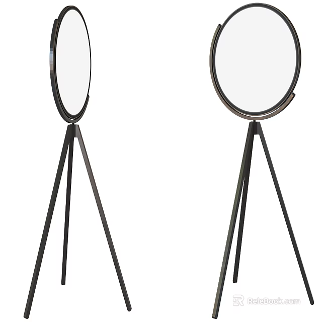 Modern Black Floor Lamps With Tripod Stand And Circular Shade 3d model 
