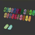 Colorful Clogs In Various Vibrant Hues Arranged Neatly With Reflection