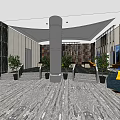 Spacious Modern Hotel Lobby With Columns Seating Area Decorative Wall Art And Elegant Lighting