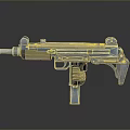 Silver Submachine Gun With Blue Grip Metal Body And Modern Design