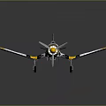 Cosmic Aerospace Vintage Propeller Airplane Model Featuring American Star Insignia And White Yellow Black Colors