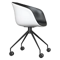 Modern Black And White Dining Chair With Tripod Base And Wheels Design
