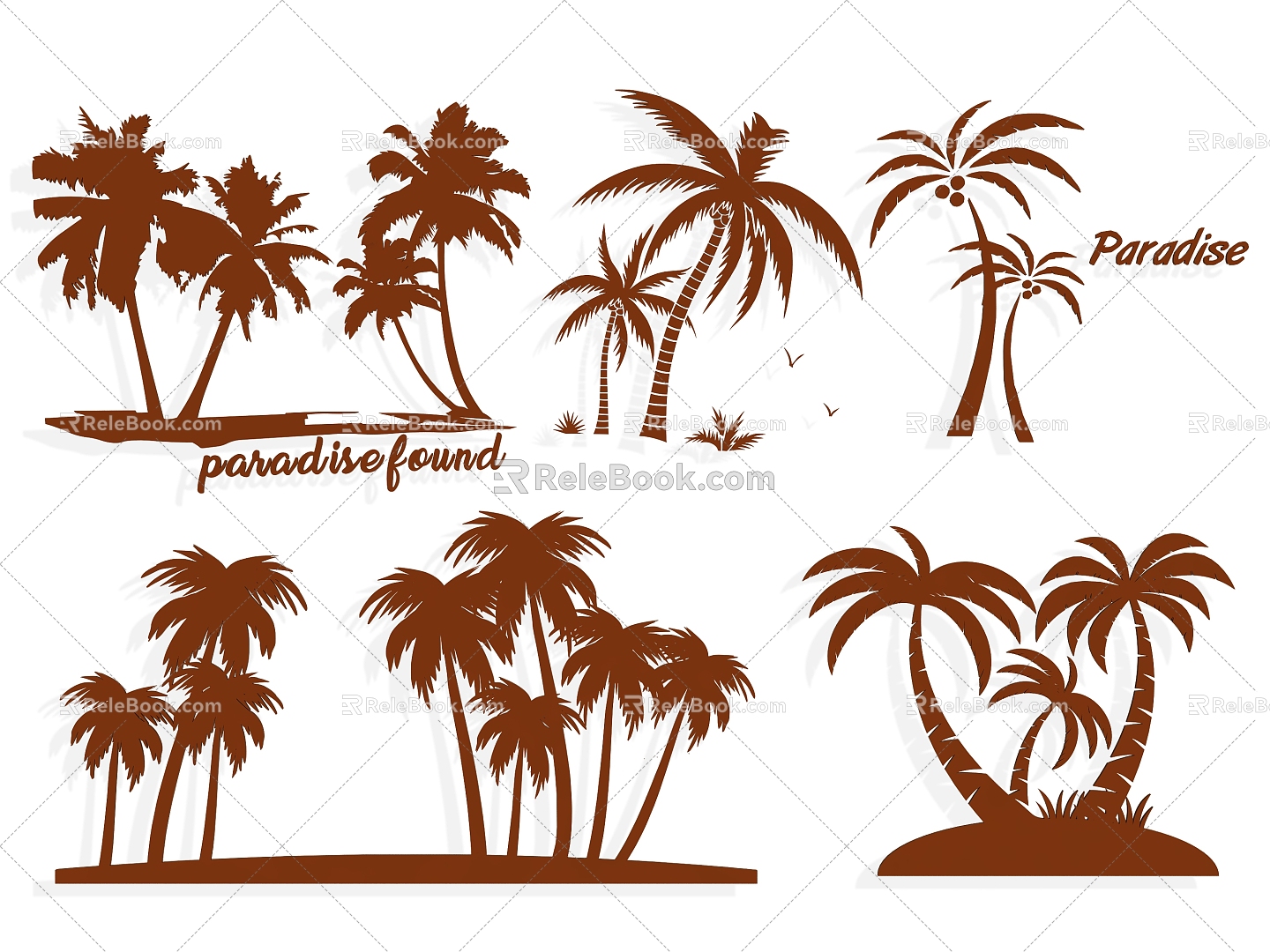 Coconut Tree Tree Plant Coconut Summer Summer Wall Decoration Tropical Plants Silhouette Trees Leaves model