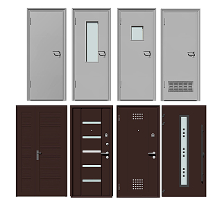 Modern door solid wood door combination 3d model