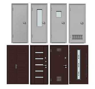 Modern door solid wood door combination 3d model