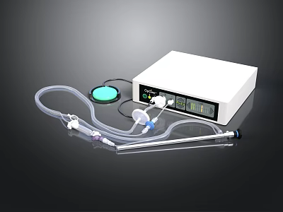 Medical Suction Device With White Unit Digital Display Control Buttons Transparent Tubes And Green Component 3d model