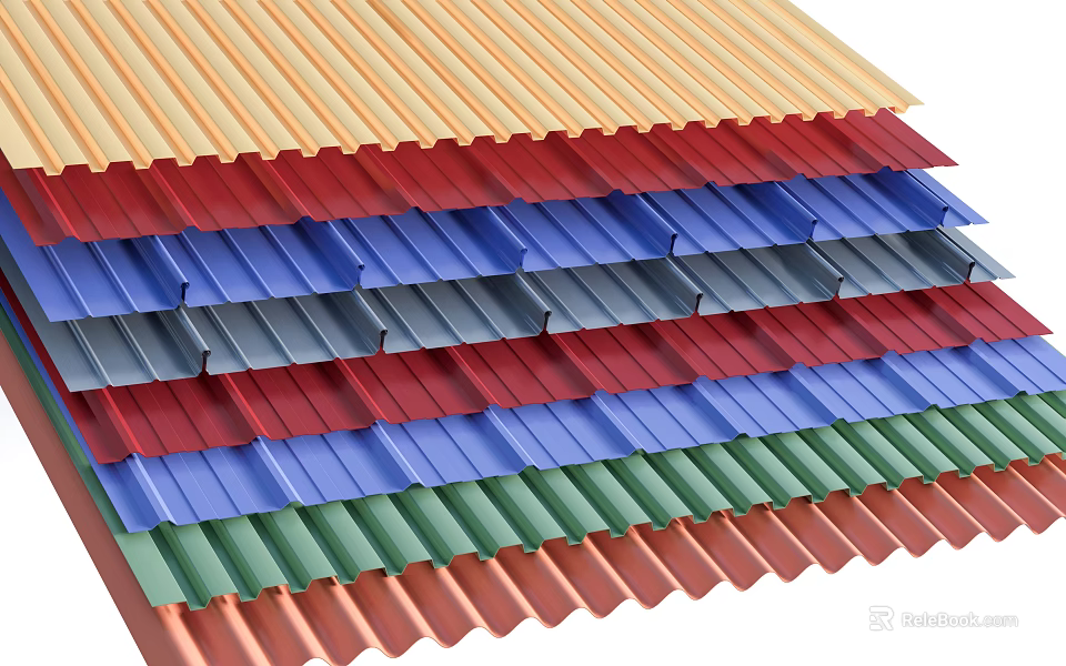 Colorful Corrugated Panels Stacked in Multiple Hues for Construction Use 3d model