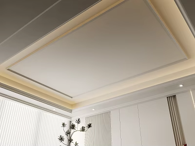 Modern Ceiling Design With Clean Lines Recessed Lighting White Walls And Minimalist Interior 3d model