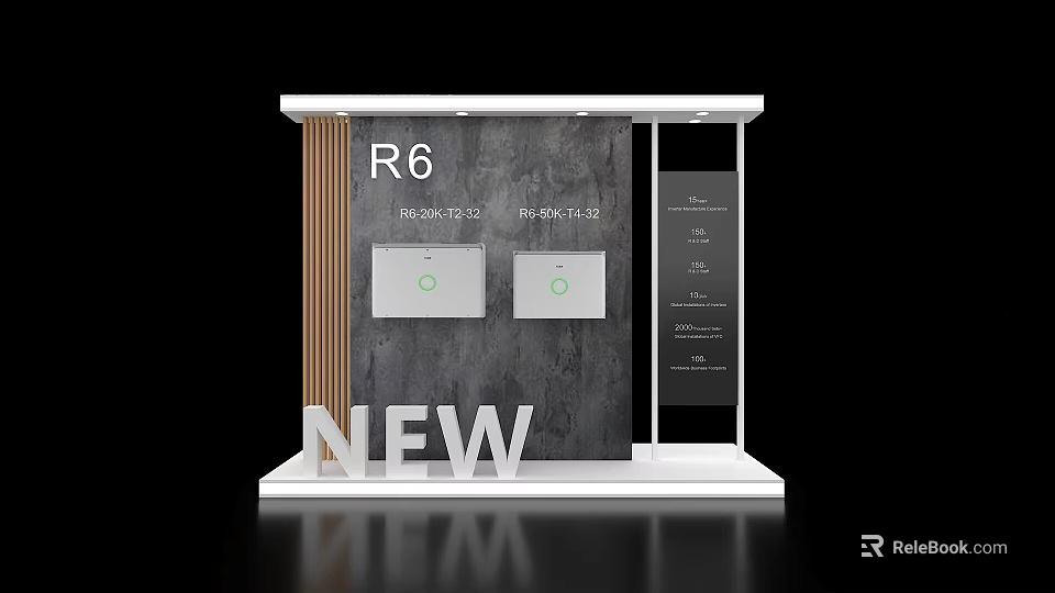 Exhibition Hall Cultural Wall With R6 Logo New 3D Letters Gray Wall And Display Panels 3d model 