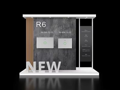 Exhibition Hall Cultural Wall With R6 Logo New 3D Letters Gray Wall And Display Panels 3d model