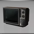 Vintage Retro Electronic TV Appliance With Wooden Frame And Snowy Screen