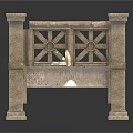 Classical Carved Stone Sculpture Featuring Symmetrical Floral Patterns And Decorative Columns
