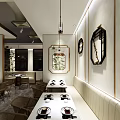 Traditional Chinese Restaurant Interior With Wooden Tables And Decorative Elements