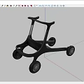 Sleek Black Mobile Rolling Structure With Four Wheels And Modern Design 3d model
