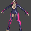 3D Sci Fi Character In Blue Purple And Pink Bodysuit With Pink Gloves And Boots