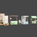 Colorful Commercial Retail Stall Equipment With Shelves And Canopy Designs