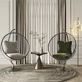Leisure Sofa Set Featuring Transparent Spherical Design Green Beige Cushions Small Table And Modern Decor