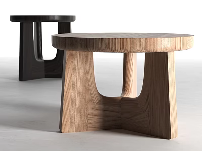 Modern Wooden Stools Featuring Black And Natural Wood Minimalist Design For Home Decor 3d model