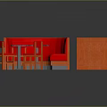 Stylish Orange Restaurant Booth Seating With Dark Stone Tables And Chairs